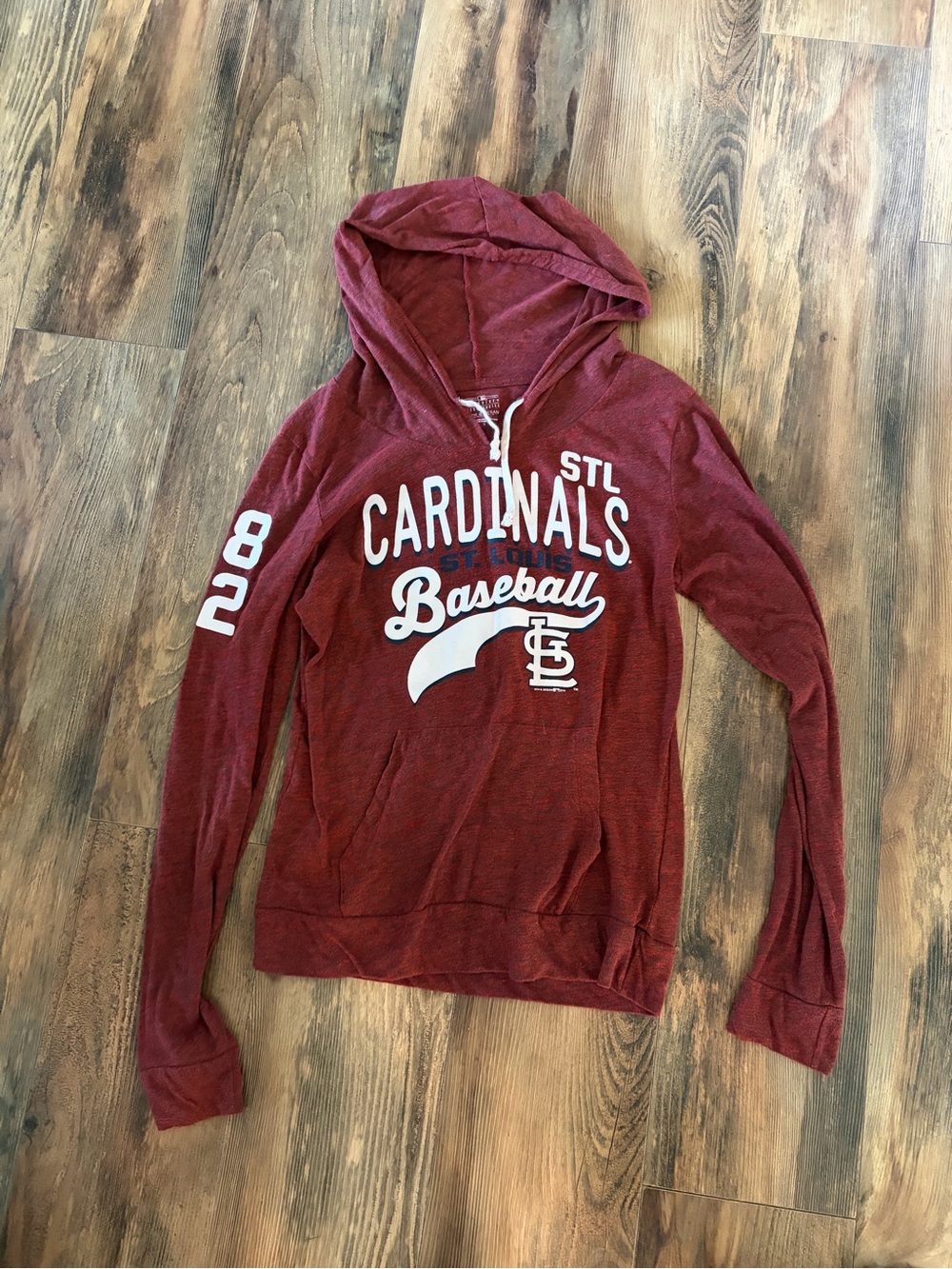 5th & Ocean Women's Cardinals Baseball Hoodie - Burgundy with White Graphics